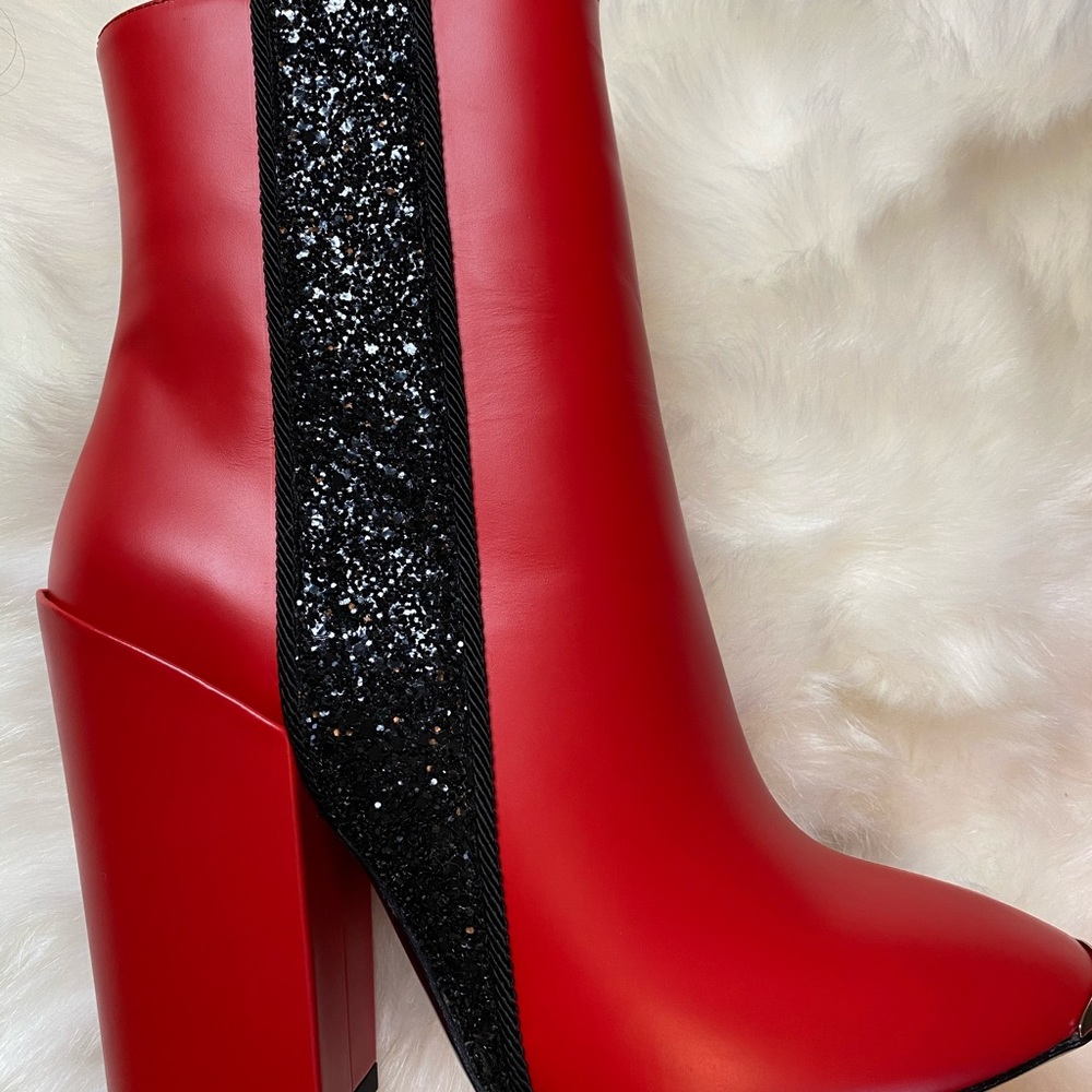 [amiri] red and black glitter booties - Picture 8 of 8